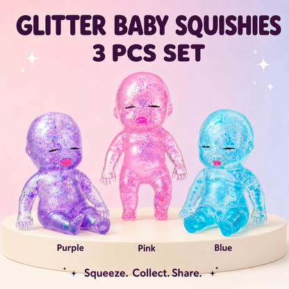 ✨ 3PCS Glitter Baby Squishies, Soft Slow-Return Toys, Party Favors & Gifts 🎁