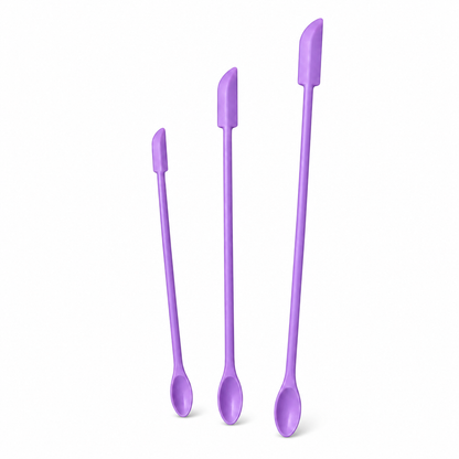 ✨ 3-Piece Mini Silicone Spatula Set – Double-Ended Jar & Makeup Scrapers 💜