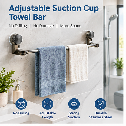 Adjustable Suction Cup Towel Bar