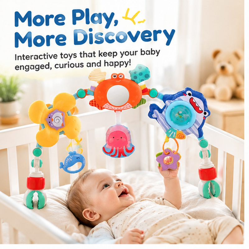 Stroller Hanging Toy – Multifunctional Interactive Sensory Toy for Newborn Early Education and Entertainment (1 Set)