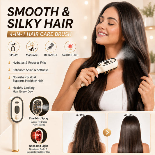 🔥Limited Time 50% OFF-Electric Nano Mist Spray Hair Brush, 3 in 1 Air Cushion Scalp Massager Comb With Essential Oil Atomization