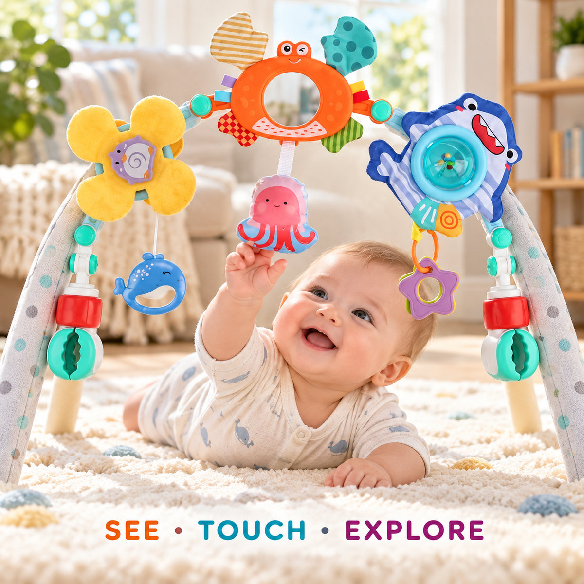 Stroller Hanging Toy – Multifunctional Interactive Sensory Toy for Newborn Early Education and Entertainment (1 Set)