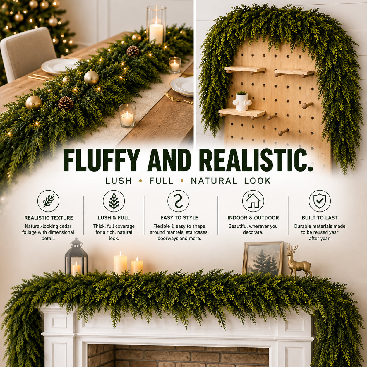 🏆2026 HOT SALE💥 Pre-lit Christmas Cedar Garland