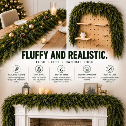 🏆2026 HOT SALE💥 Pre-lit Christmas Cedar Garland