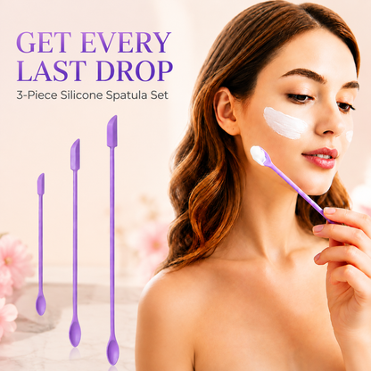 ✨ 3-Piece Mini Silicone Spatula Set – Double-Ended Jar & Makeup Scrapers 💜