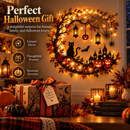 🌙🎃 Halloween Crescent Moon Lighted Wall Decor ✨