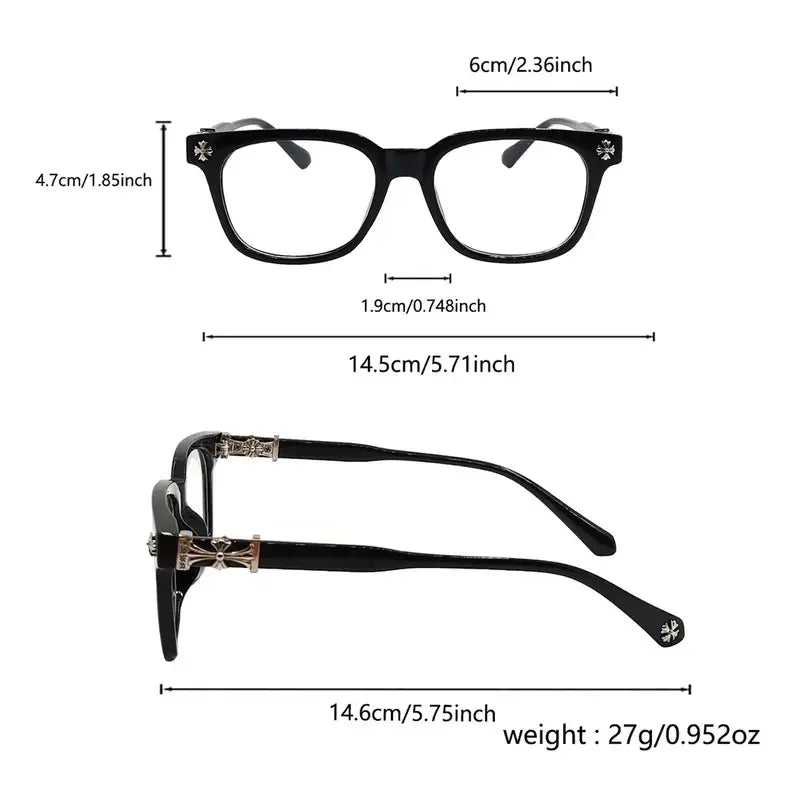 Retro Square Frame Eyeglasses – Stylish Black Fashion Glasses