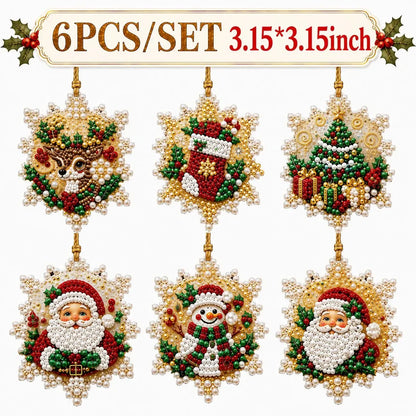 🔥🎁6Pcs/12Pcs Christmas DIY Diamond Painting Ornaments Kit, Xmas Tree Hanging Pendant🎄