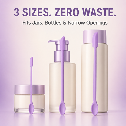 ✨ 3-Piece Mini Silicone Spatula Set – Double-Ended Jar & Makeup Scrapers 💜