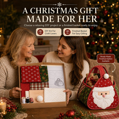 🎄 🎄 Christmas Quilted Carry Basket – DIY Sewing Kit & Finished Basket 🎁