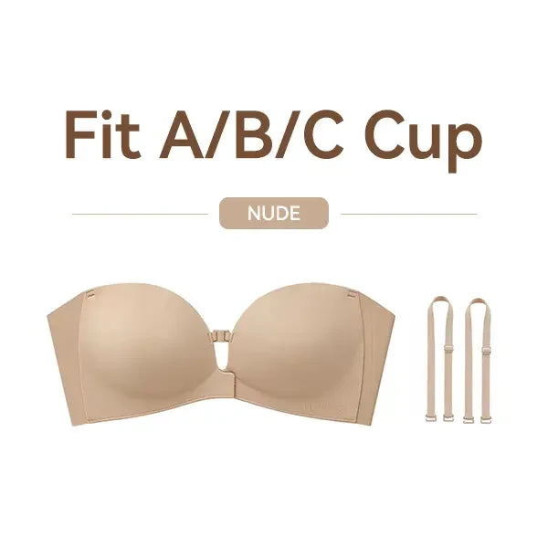 LUCKMEEY Womens Strapless Front Closure Bra Push Up Lift Bra Padded Add Cup Non Slip  Anti-Slip Grip & Removable Straps Fit Outfits Wireless Supportive  Seamless Comfortable