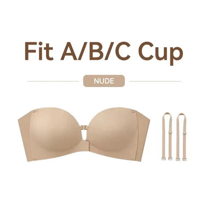 LUCKMEEY Womens Strapless Front Closure Bra Push Up Lift Bra Padded Add Cup Non Slip  Anti-Slip Grip & Removable Straps Fit Outfits Wireless Supportive  Seamless Comfortable