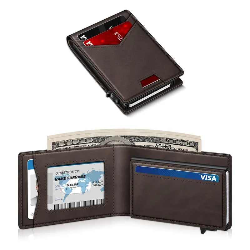 💳 POP-UP CARD WALLET | Slim RFID Blocking Wallet with Quick-Access Aluminum Card Holder & Money Clip