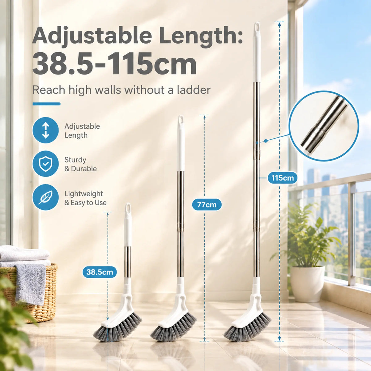 2-Pack Telescopic Crevice Cleaning Brush – Adjustable Stainless Steel Long Handle