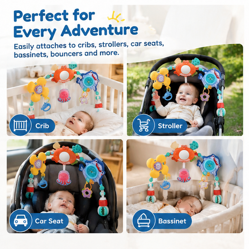 Stroller Hanging Toy – Multifunctional Interactive Sensory Toy for Newborn Early Education and Entertainment (1 Set)