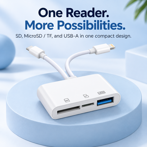 ⚡ 3-in-1 USB-C SD Card Reader – SD & MicroSD Memory Card Adapter | Fast File Transfer for iPhone, iPad, MacBook, Galaxy & Type-C Devices