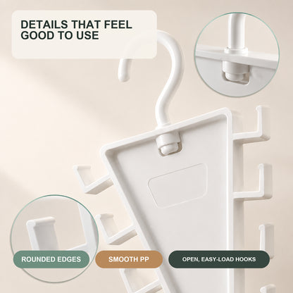 🧺 V-Shaped 12-Hook Closet Organizer – 360° Rotating Double-Sided Space Saver