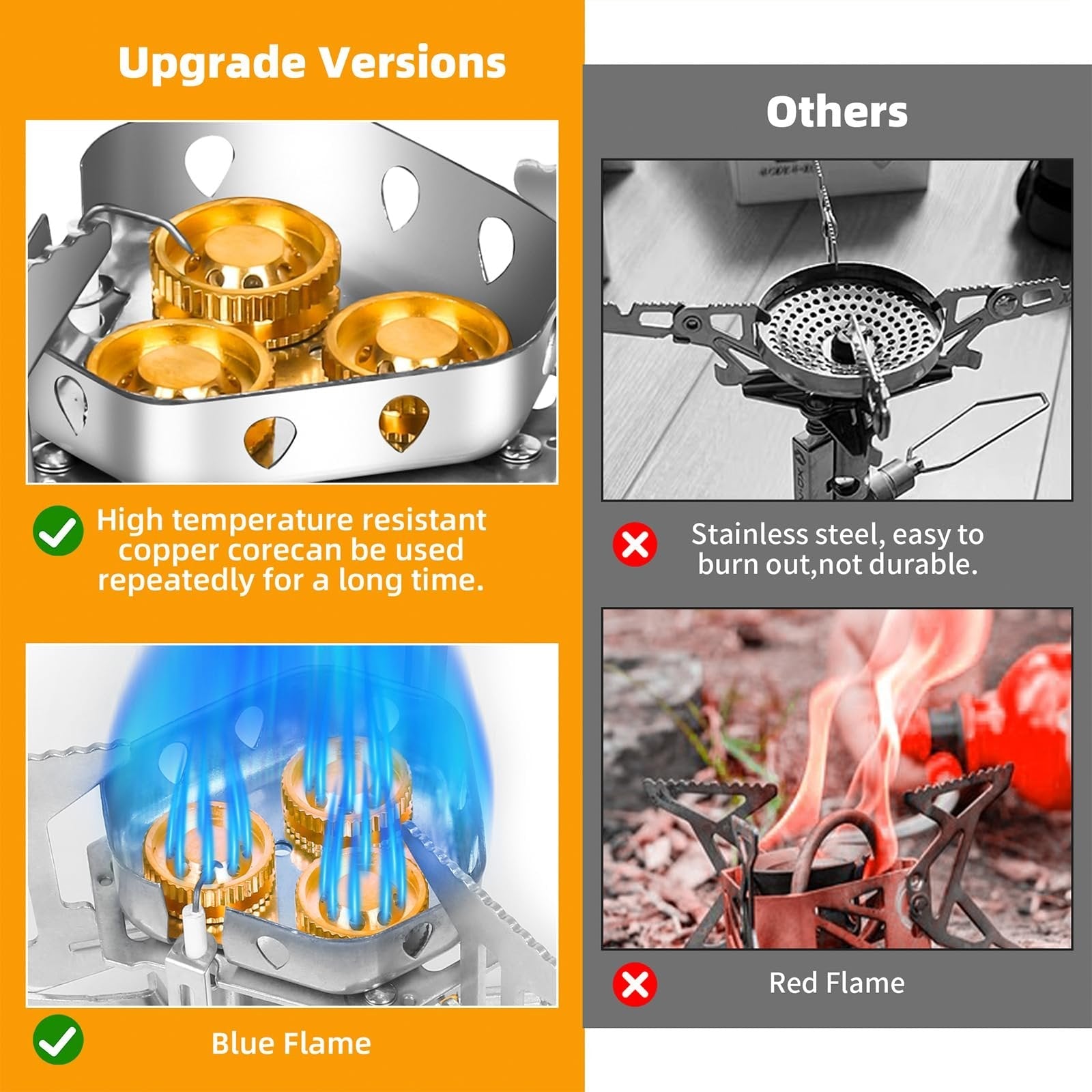 🔥Hot Sale🌟Windproof Camping Stove, Camping Gas Stove with Piezo Ignition