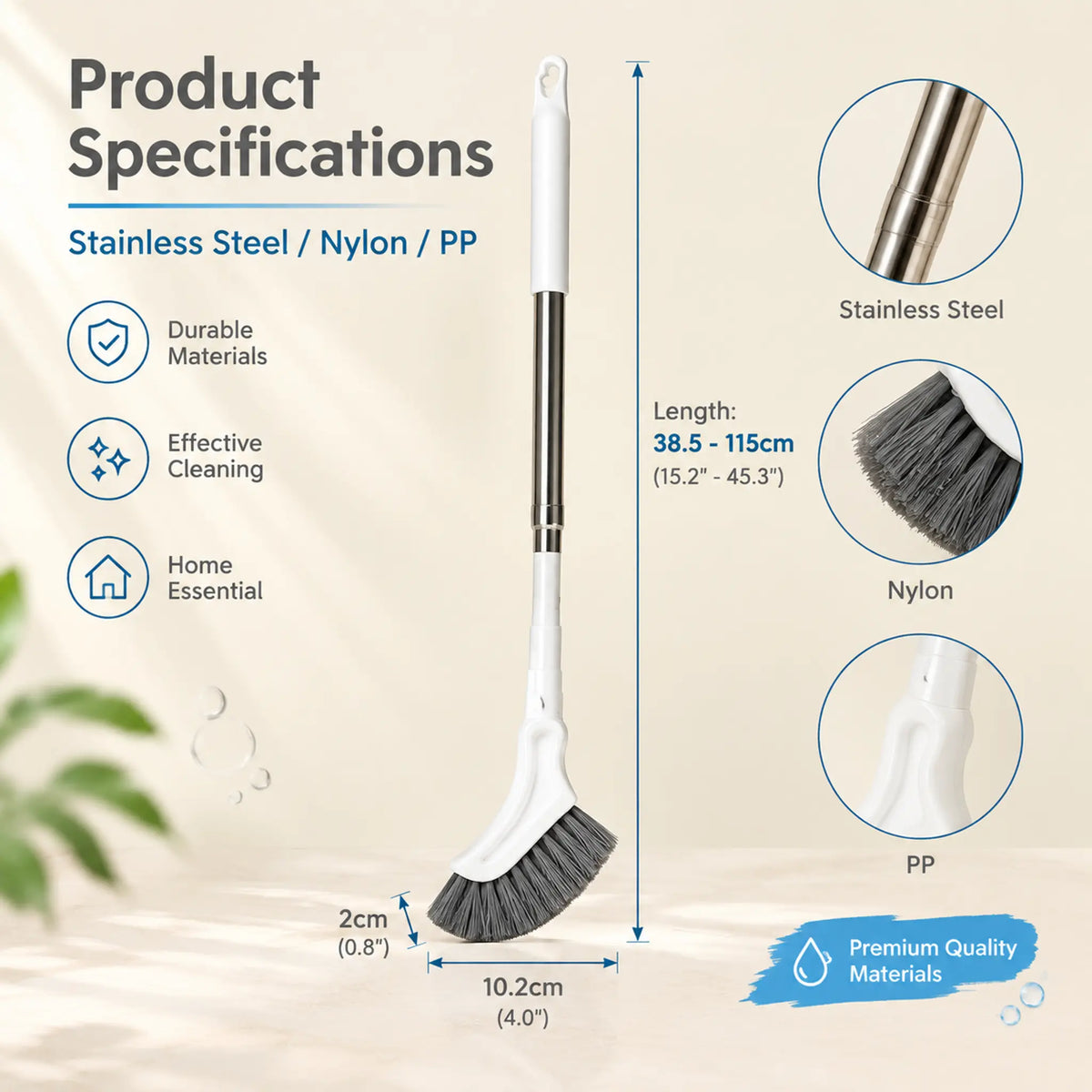 2-Pack Telescopic Crevice Cleaning Brush – Adjustable Stainless Steel Long Handle