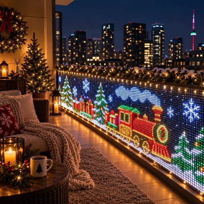 🎄💯Smart Animated Curtain Lights – App-Controlled RGB Balcony & Window Display