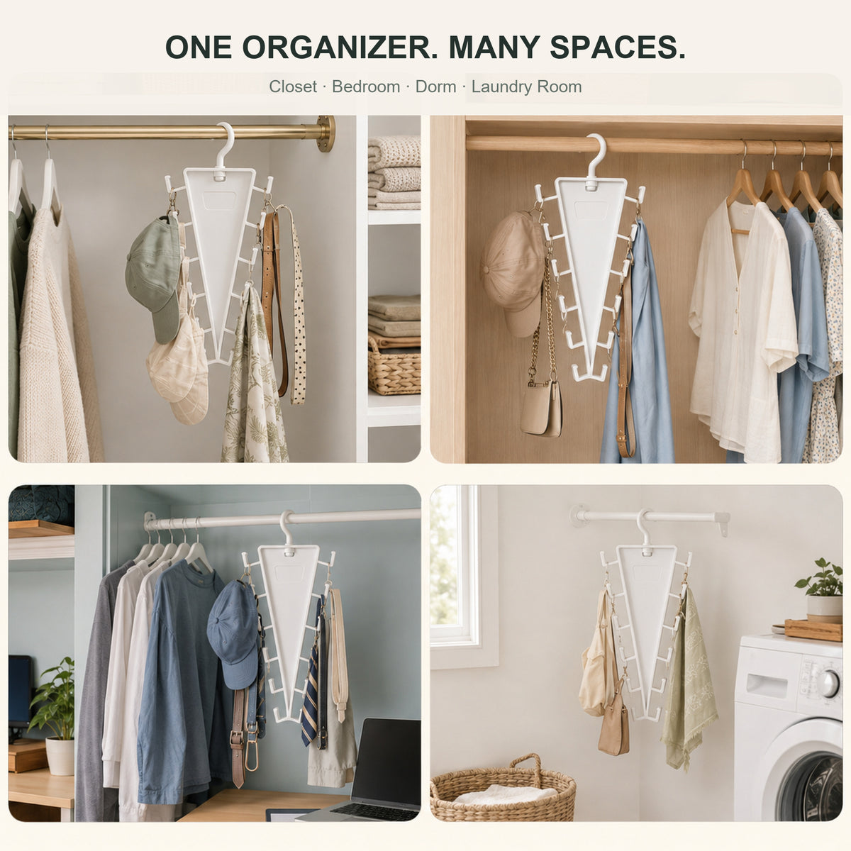🧺 V-Shaped 12-Hook Closet Organizer – 360° Rotating Double-Sided Space Saver