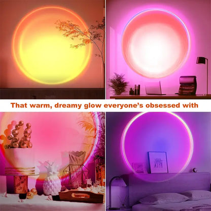 🌅✨ Sunset Projector Lamp – 16 RGB Colors, 180° Rotation & Starry Sky + Moon Effects 🌙