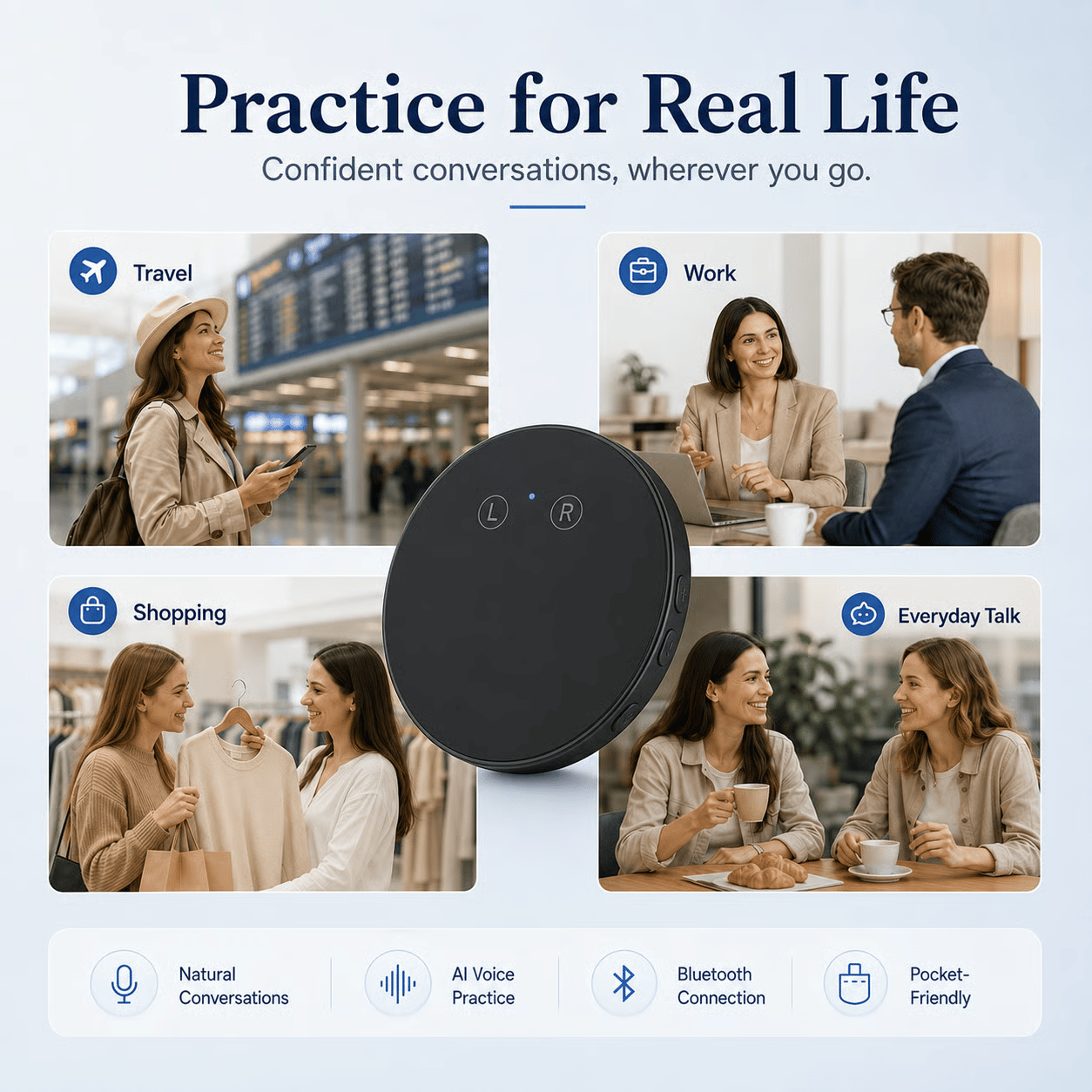 Spanish & English Practice Companion – Supports 40 Languages