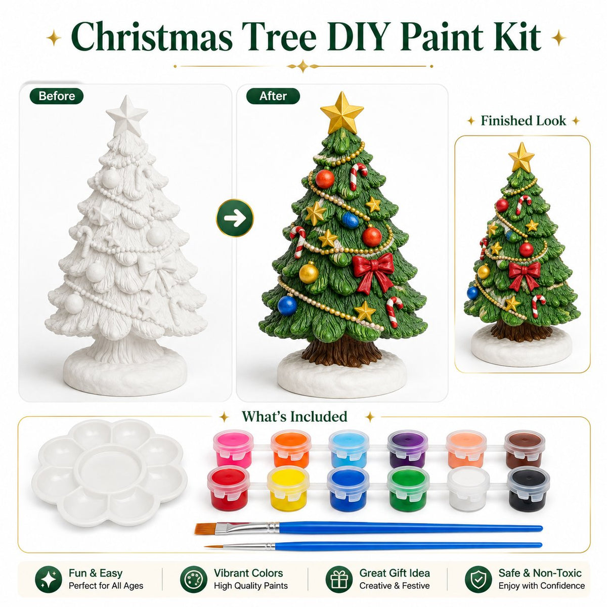 • 🎨 Beginner-Friendly DIY Christmas Figurine Painting Kit | Create Your Own Festive Holiday Decorations 🎄💕