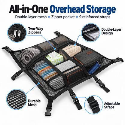 🎁Double-Layer Car Ceiling Cargo Net Storage Organizer