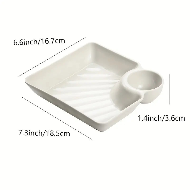 🍱✨ 4-Pack Divided Snack Plates – Non-Breakable Plates with Sauce Compartments for Snacks & Appetizers 🍗