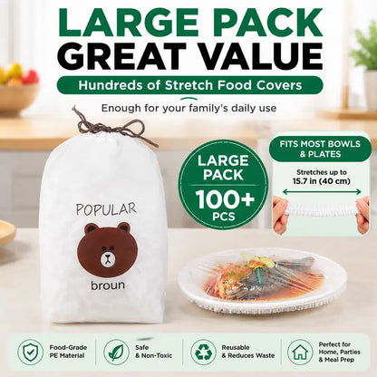 🔥LAST DAY 49% OFF🔥🍽️ Elastic Stretch Bowl Covers 🔁Disposable Microwave Safe Food Storage Covers