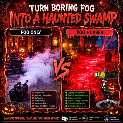 Halloween Laser Swamp Light Works with Low Lying Fog Machine, IP67 Waterproof 360-Degree Adjustable