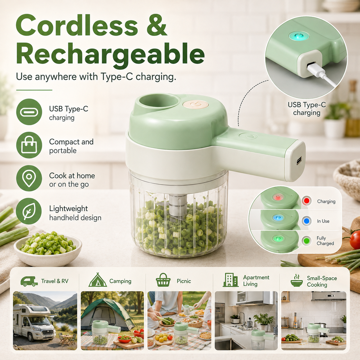 4-in-1 Handheld Electric Food Chopper
