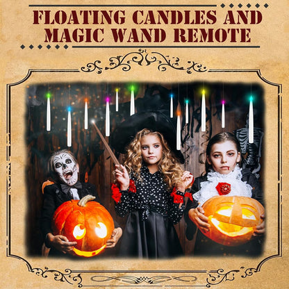 🕯️Magic Wand Remote Floating Candles – Flameless LED Hanging Candles for Christmas & Halloween Decor