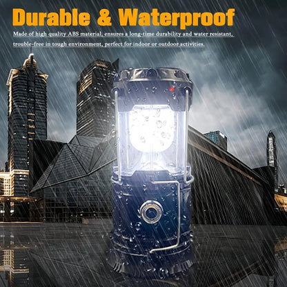 Collapsible Portable LED Camping Lantern – Solar & USB Rechargeable