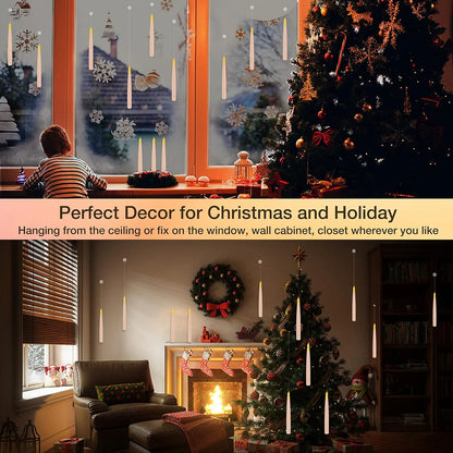 🕯️Magic Wand Remote Floating Candles – Flameless LED Hanging Candles for Christmas & Halloween Decor
