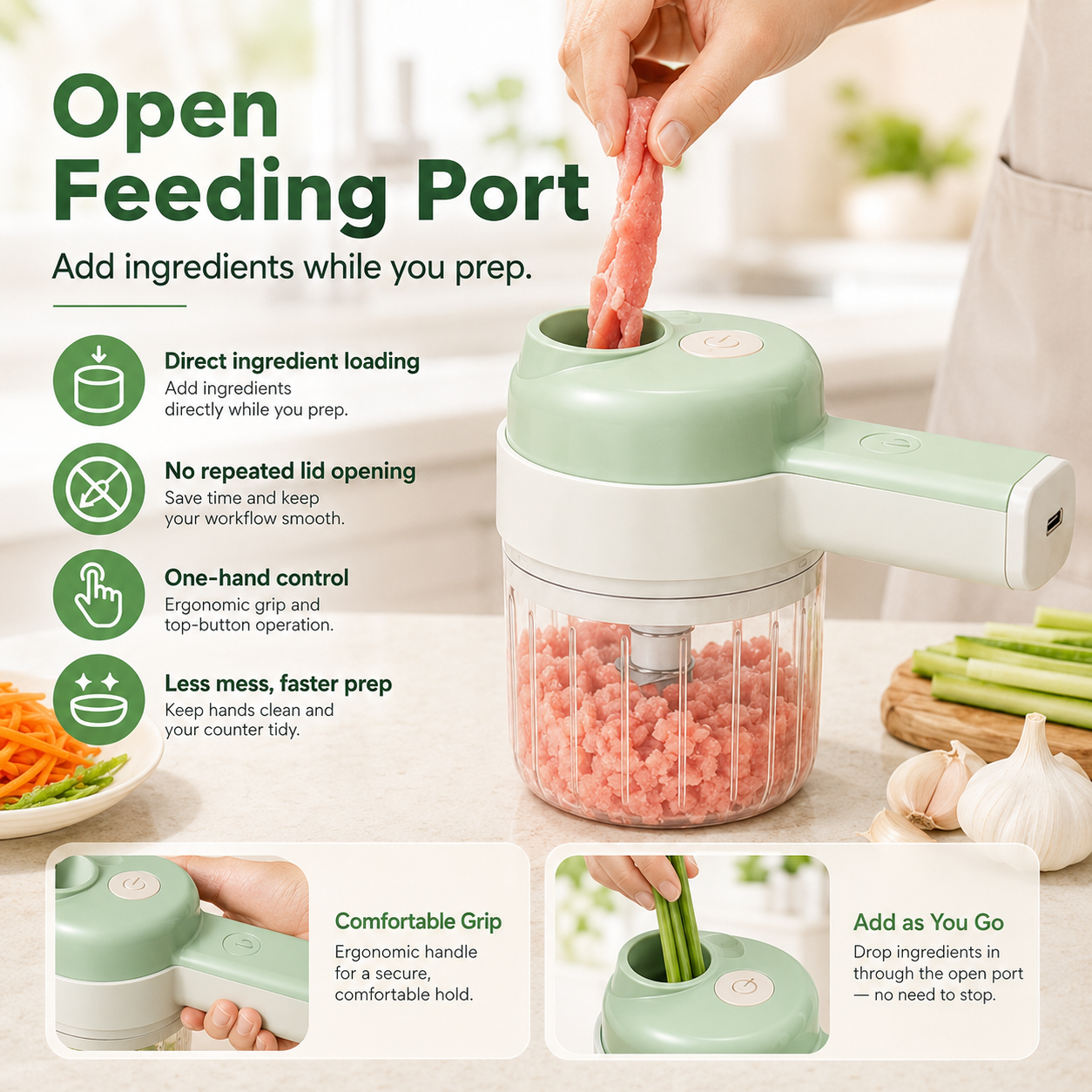 4-in-1 Handheld Electric Food Chopper