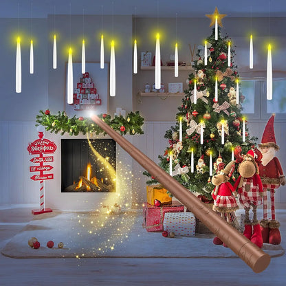 🕯️Magic Wand Remote Floating Candles – Flameless LED Hanging Candles for Christmas & Halloween Decor