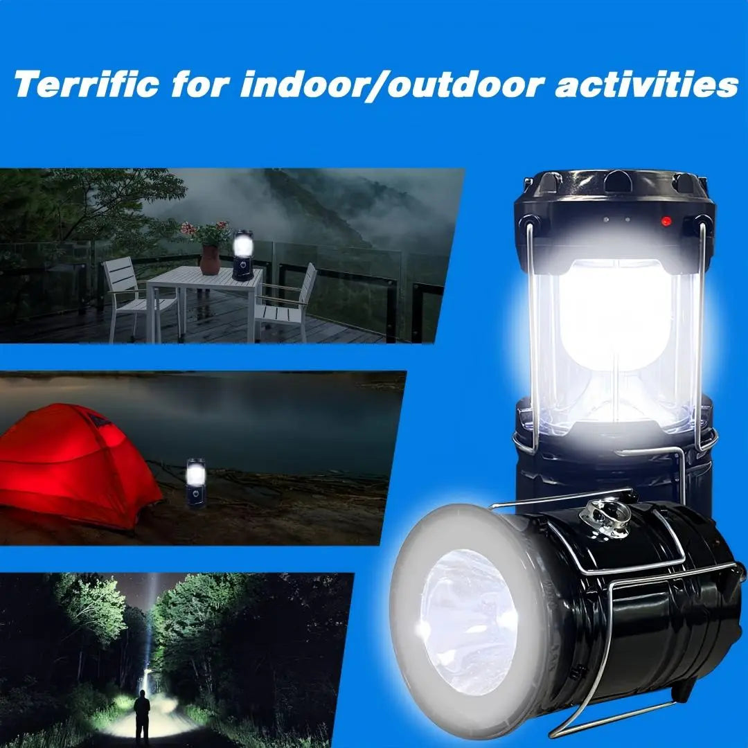 Collapsible Portable LED Camping Lantern – Solar & USB Rechargeable