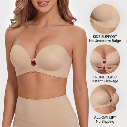 All-Day Non-Slip Front Closure Strapless Bra | Multi-Way Support