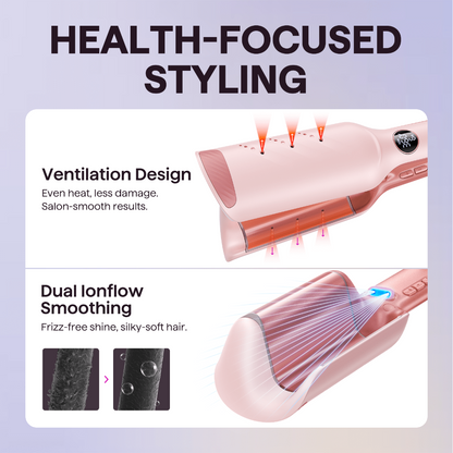 Negative Ion Curling Iron (32mm): Deep-U "Big Egg Roll" / W-Wave Curler with Audible Timer