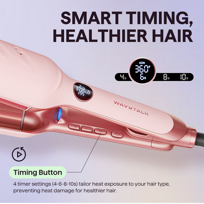 Negative Ion Curling Iron (32mm): Deep-U "Big Egg Roll" / W-Wave Curler with Audible Timer