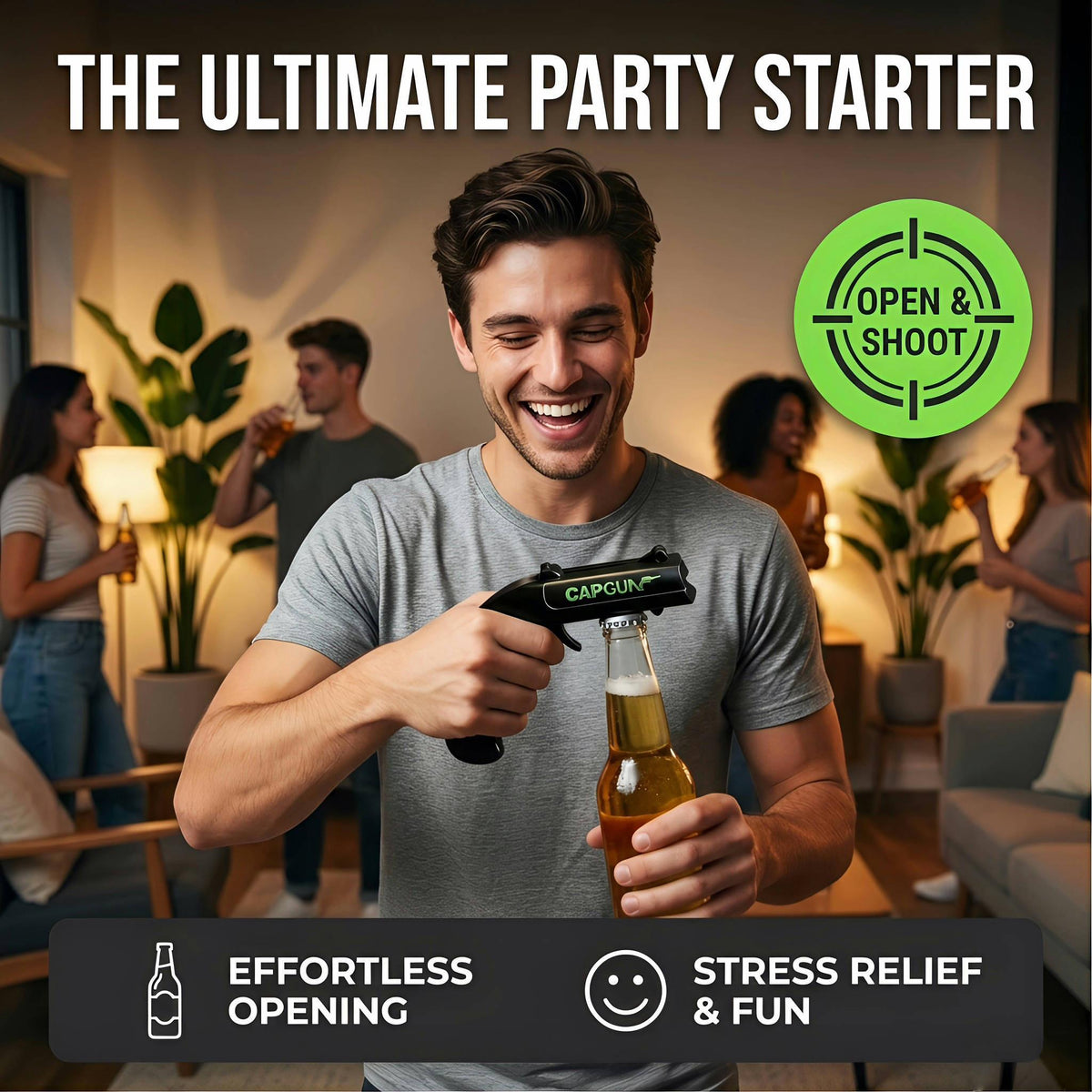🍺🍺Ultimate Bottle Opener for Men – One-Press Spring-Loaded Opener for Home Bar & Kitchen