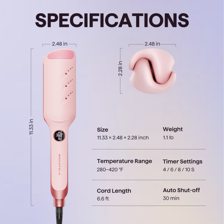 Negative Ion Curling Iron (32mm): Deep-U "Big Egg Roll" / W-Wave Curler with Audible Timer