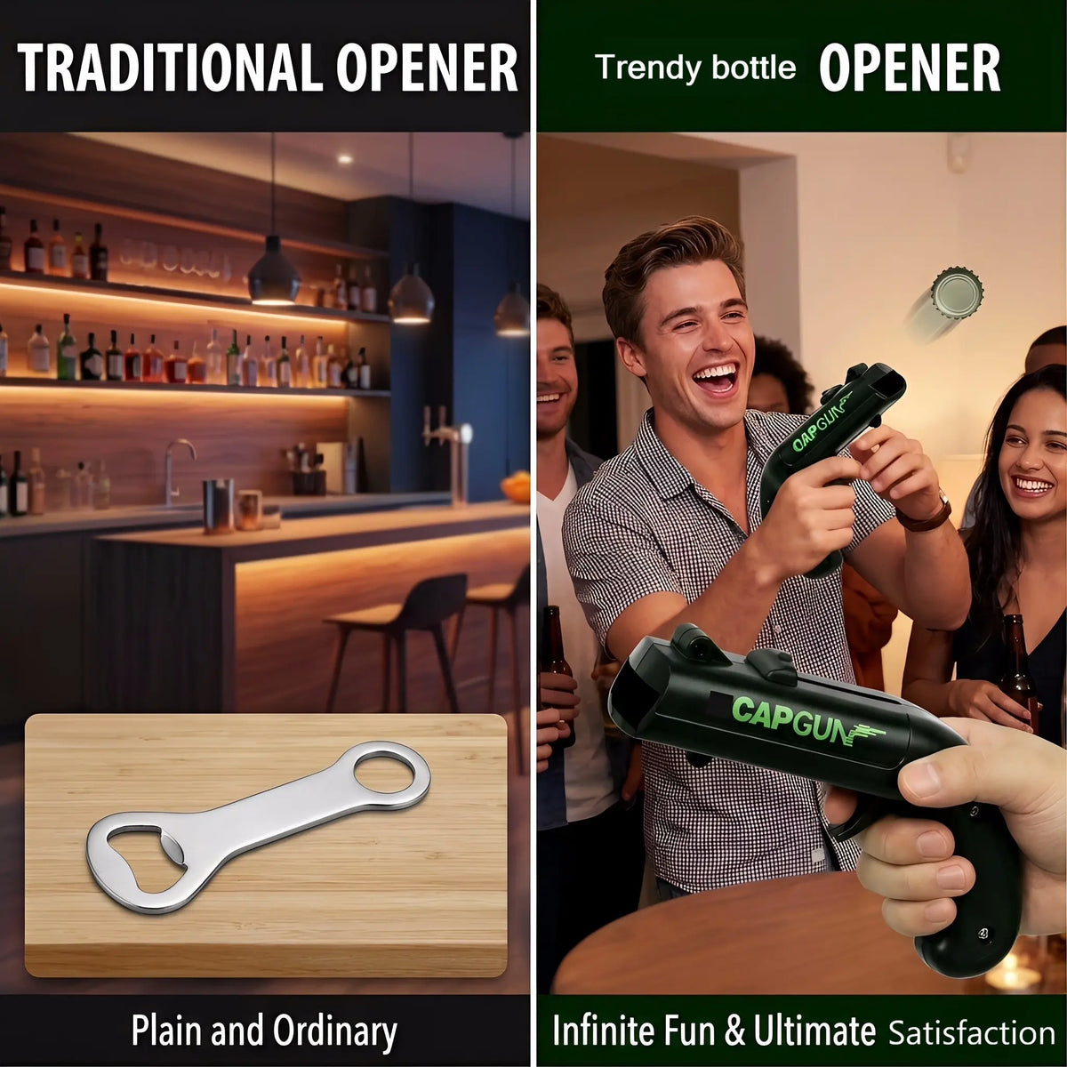 🍺🍺Ultimate Bottle Opener for Men – One-Press Spring-Loaded Opener for Home Bar & Kitchen