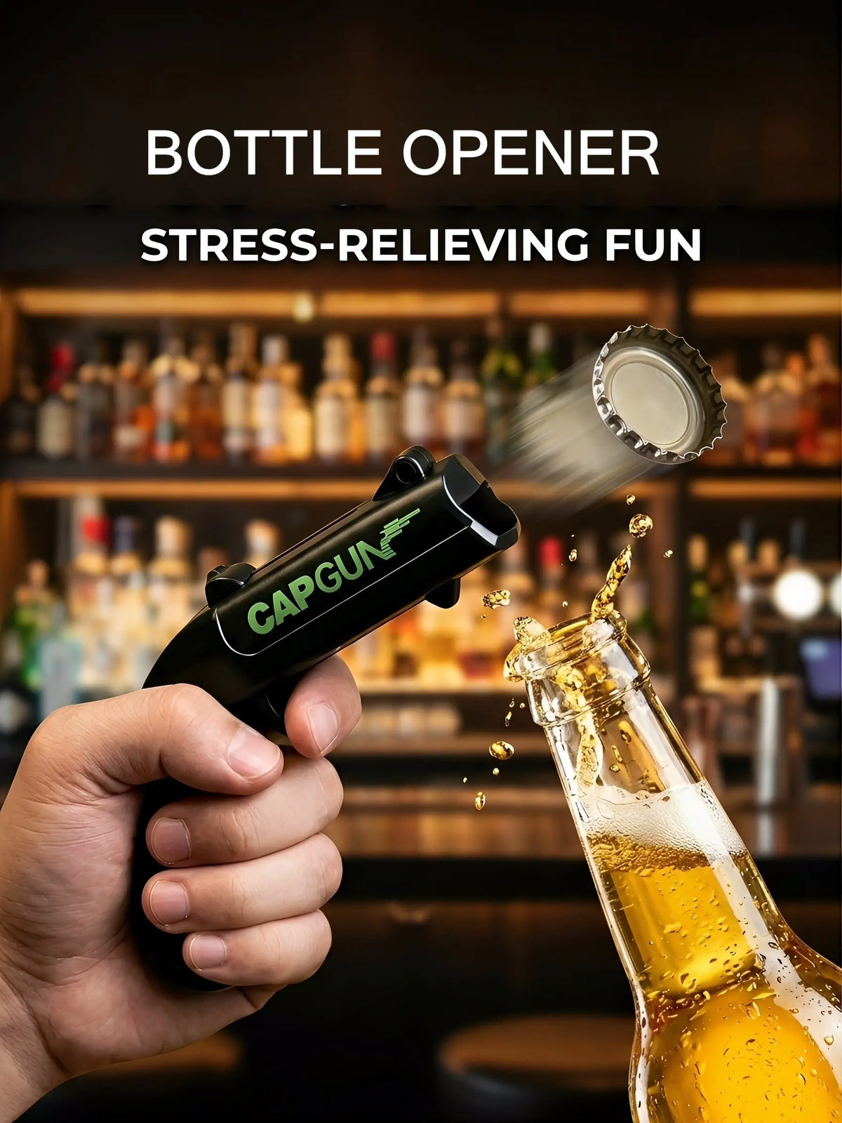 🍺🍺Ultimate Bottle Opener for Men – One-Press Spring-Loaded Opener for Home Bar & Kitchen