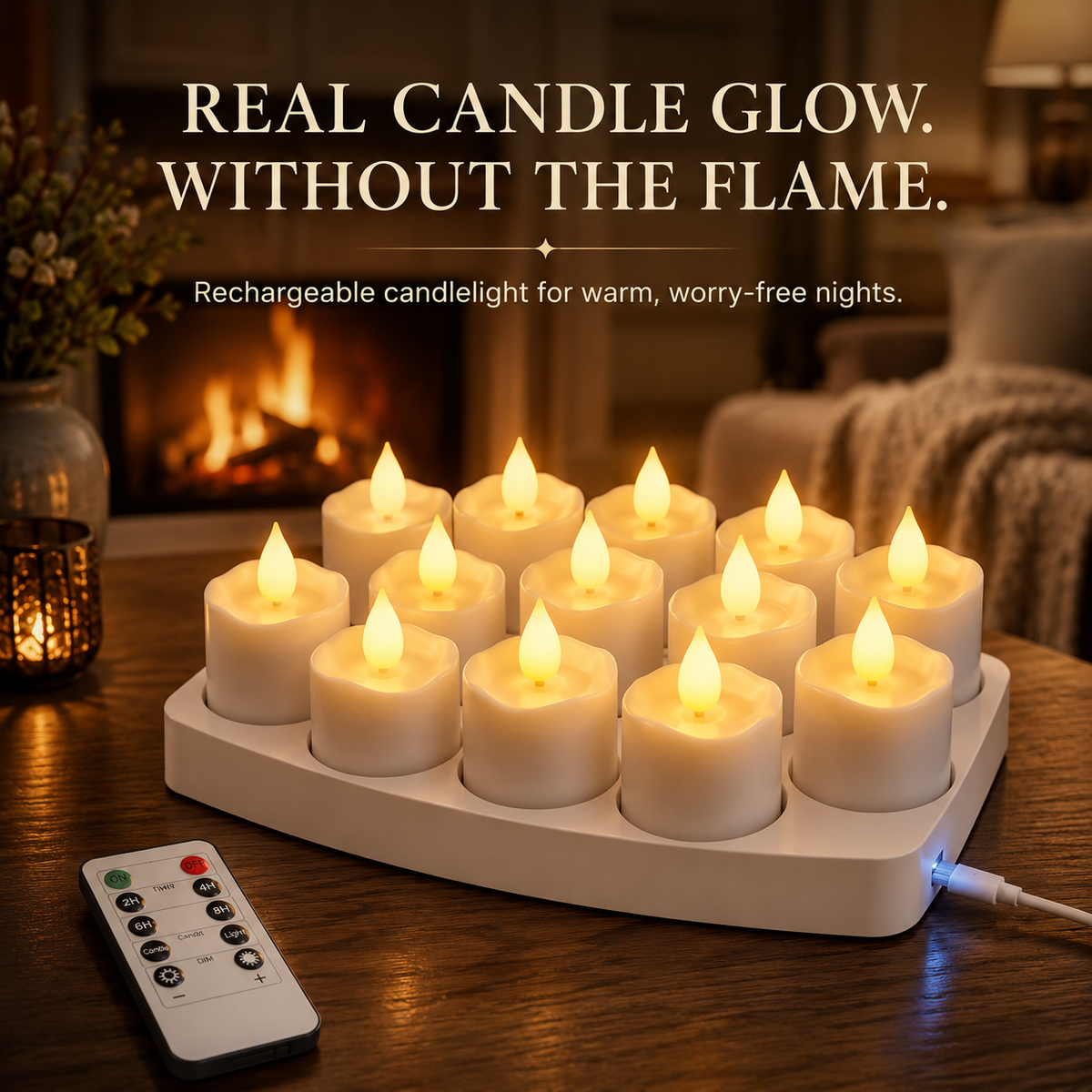 🕯️ Rechargeable Flameless LED Candles with Remote & Timer – Cozy Flickering Glow for Home & Holiday Decor