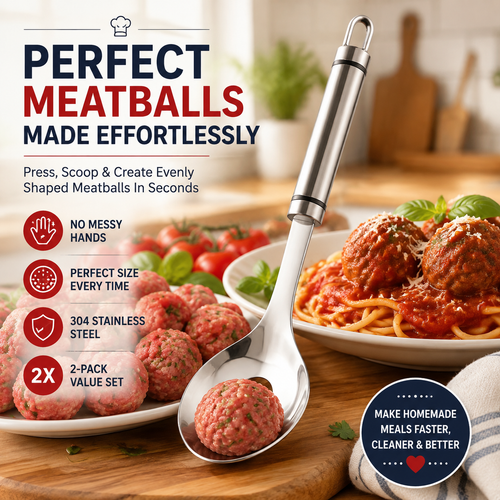 2PCS-Stainless Steel Meatball Maker Spoon – Make Perfect Meatballs Without Messy Hands