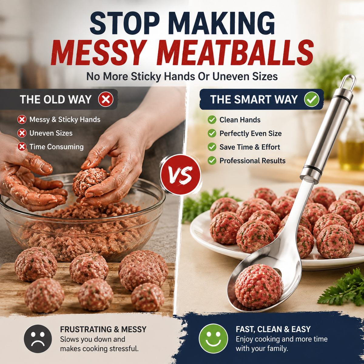 2PCS-Stainless Steel Meatball Maker Spoon – Make Perfect Meatballs Without Messy Hands