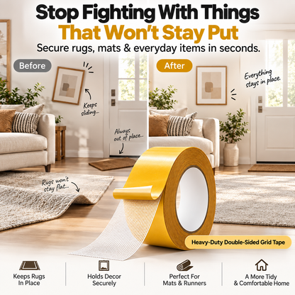🔥 Heavy-Duty Double-Sided Grid Tape – Strong Hold, Easy Tear & Clean Removal